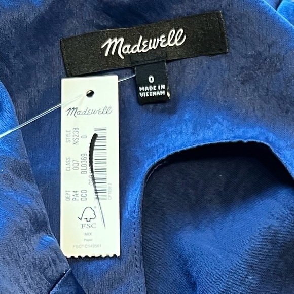 Madewell Deep Cobalt Satin Jeweltone Sleeveless Midi Flowy Dress NEW NS238 sz 0 - Picture 9 of 11